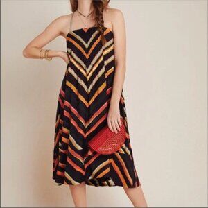 Anthropologie Runi Chevron Striped Midi Slip Dress Size M